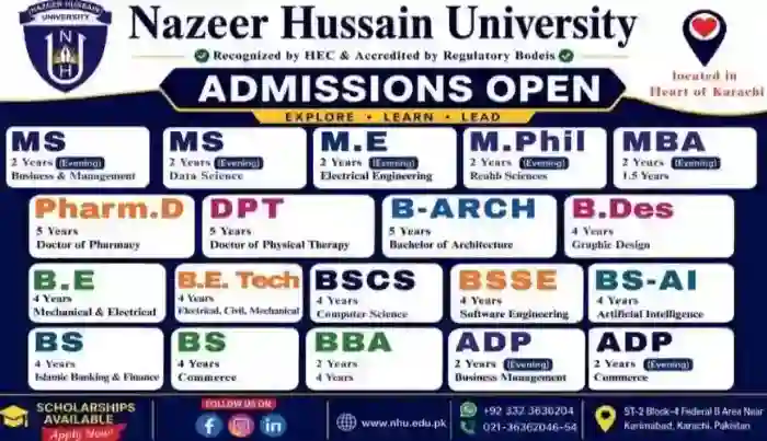 Nazeer Hussain University Karachi Opens Admission For Undergraduate Programs