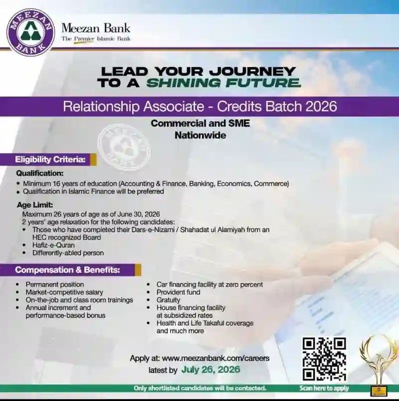 Meezan Bank Recruitment of Relationship Associate Credits Batch 2026 Nationwide