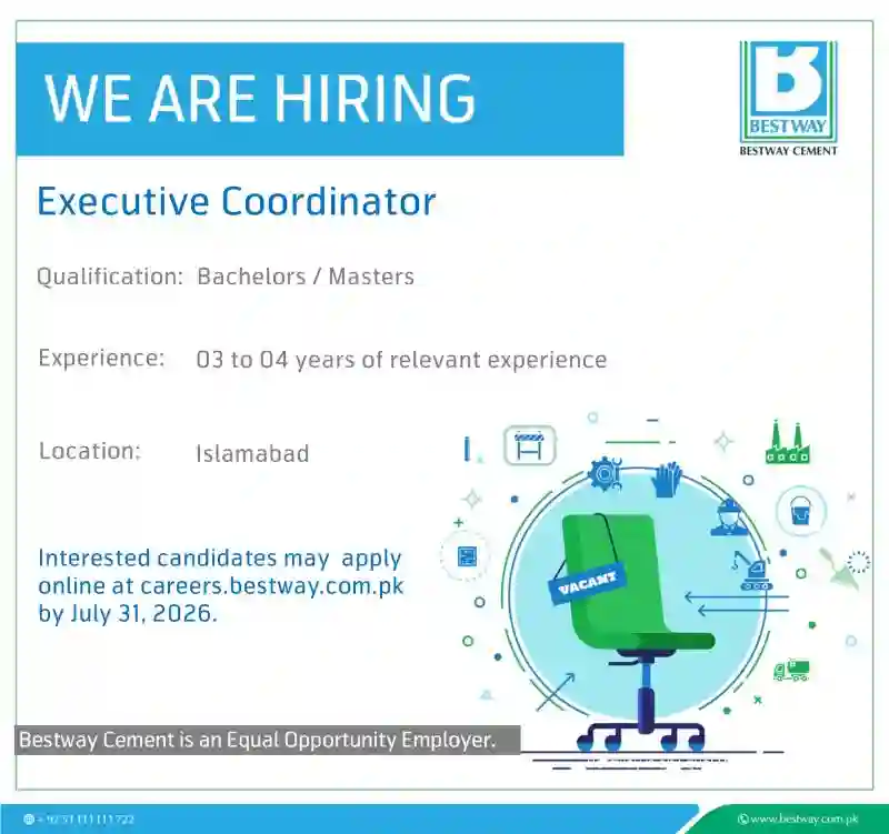 Bestway Cement Limited seeks Executive Coordinator job 2026 in Islamabad