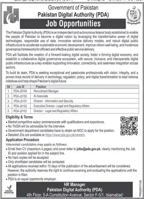 PDA Jobs 2026 in Islamabad Apply Online for Recruitment Manager, Director & Latest Vacancies