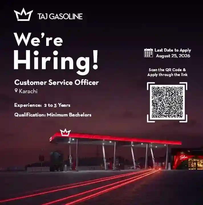 Taj Gasoline issues Customer Service Officer Jobs 2026 In Karachi | Apply Online