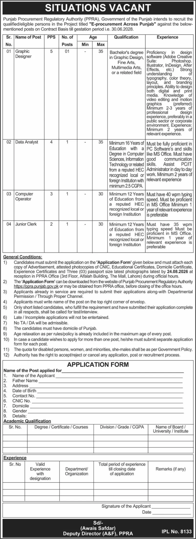 Punjab PPRA Jobs 2026 in Lahore Apply Graphic Designer, Data Analyst & More