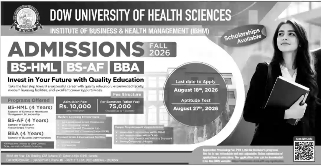Dow University of Health Sciences (DUHS) Karachi Admissions 2026