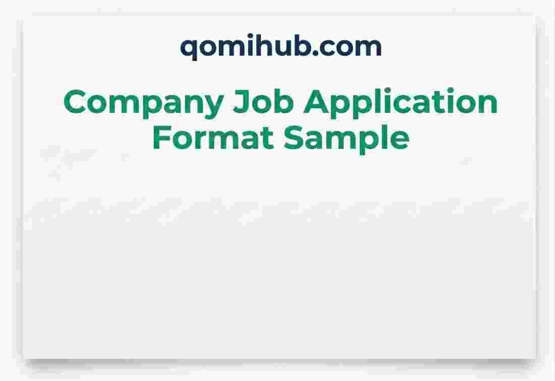 Company Job Application Format – Professional Sample & Template