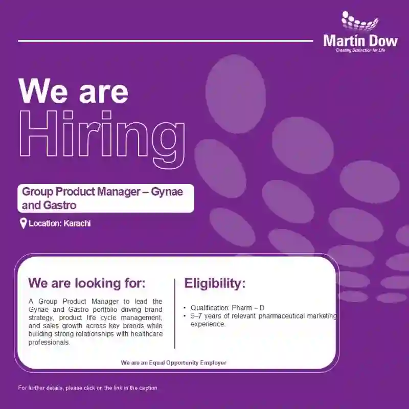 Martin Dow Marker Limited Job 2026 – Group Product Manager Required in Karachi