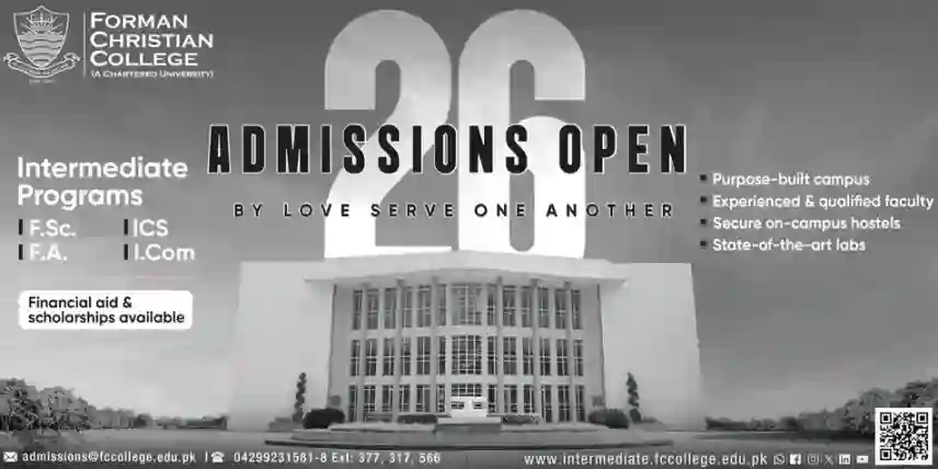 FCC Lahore Admissions 2026 – Intermediate (HSSC) & A-Level Programs