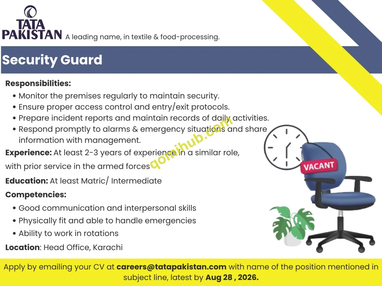 TATA Pakistan Advertised Security Guard Jobs 2026 In Karachi Apply Online