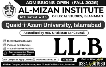 AILS Islamabad Admissions 2026 Open for 4-Year LLB Program | Apply Online