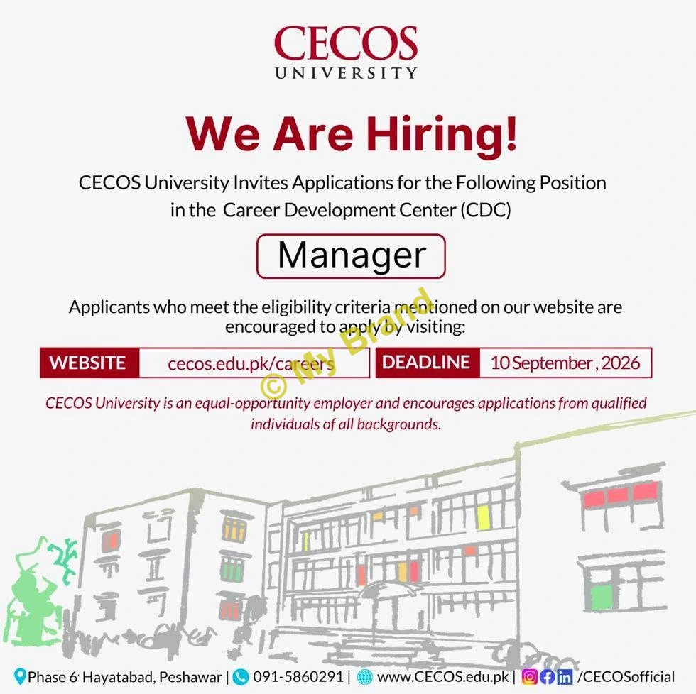 CECOS University Is Offering Manager Career Development Center Jobs 2026 In Peshawar