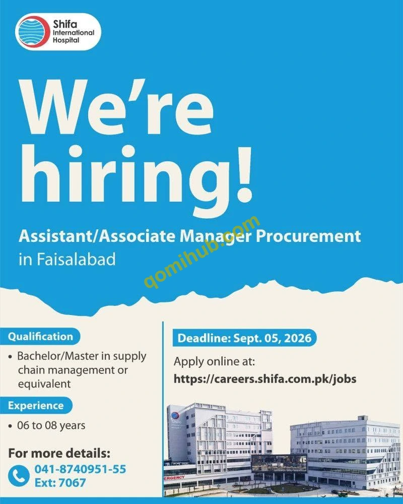 Shifa International Hospital Is Hiring Assistant/Associate Manager Procurement Jobs 2026 In Faisalabad