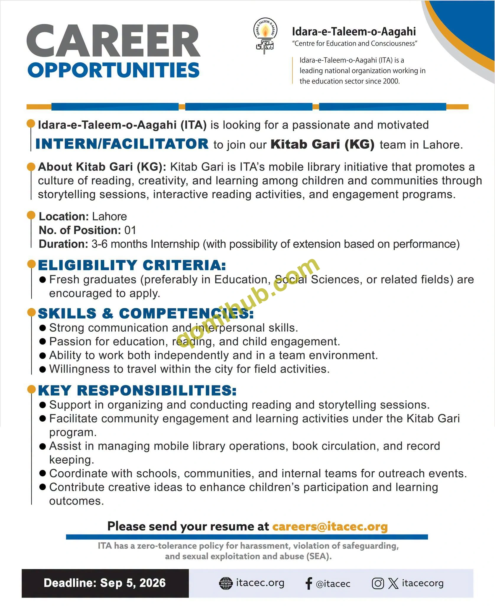 Idara-e-Taleem-o-Aagahi Announced Intern/Facilitator In Lahore | Apply Online