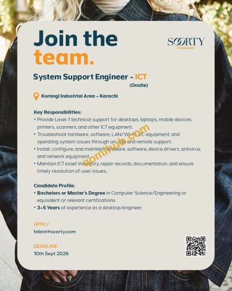 Soorty Is Hiring System Support Engineer Jobs September 2026 In Karachi