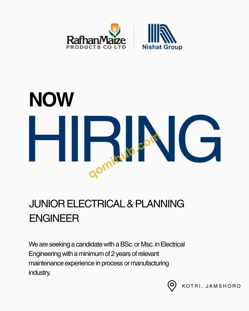 Rafhan Maize Products Company Ltd Junior Electrical & Planning Engineer Jobs 2026 In Jamshoro