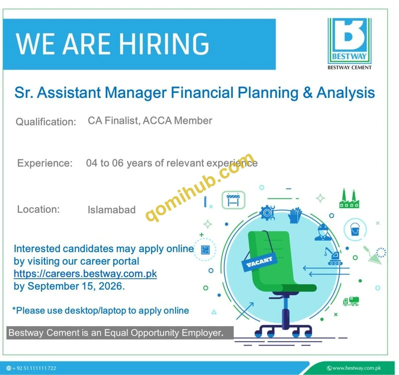 Bestway Cement Limited Announced Sr. Assistant Manager Financial Planning & Analysis Jobs 2026