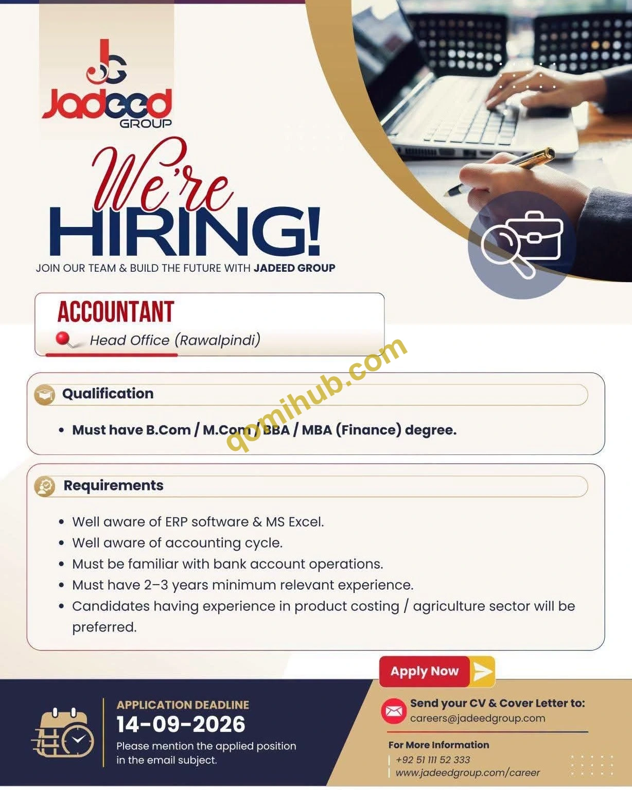 Accountant Jobs 2026 at Jadeed Group In Rawalpindi | Apply Online