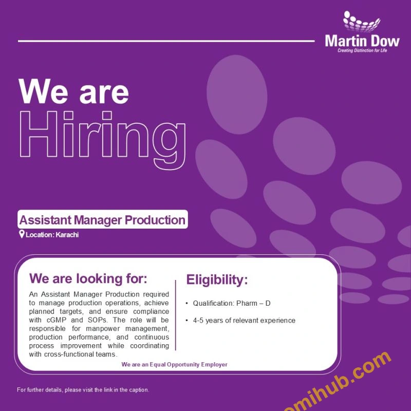 Martin Dow Marker Limited Is Hiring Assistant Manager Production Jobs 2026 In Karachi