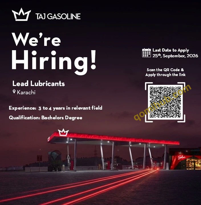 Taj Gasoline Announces Lead Lubricants Jobs 2026 In Karachi