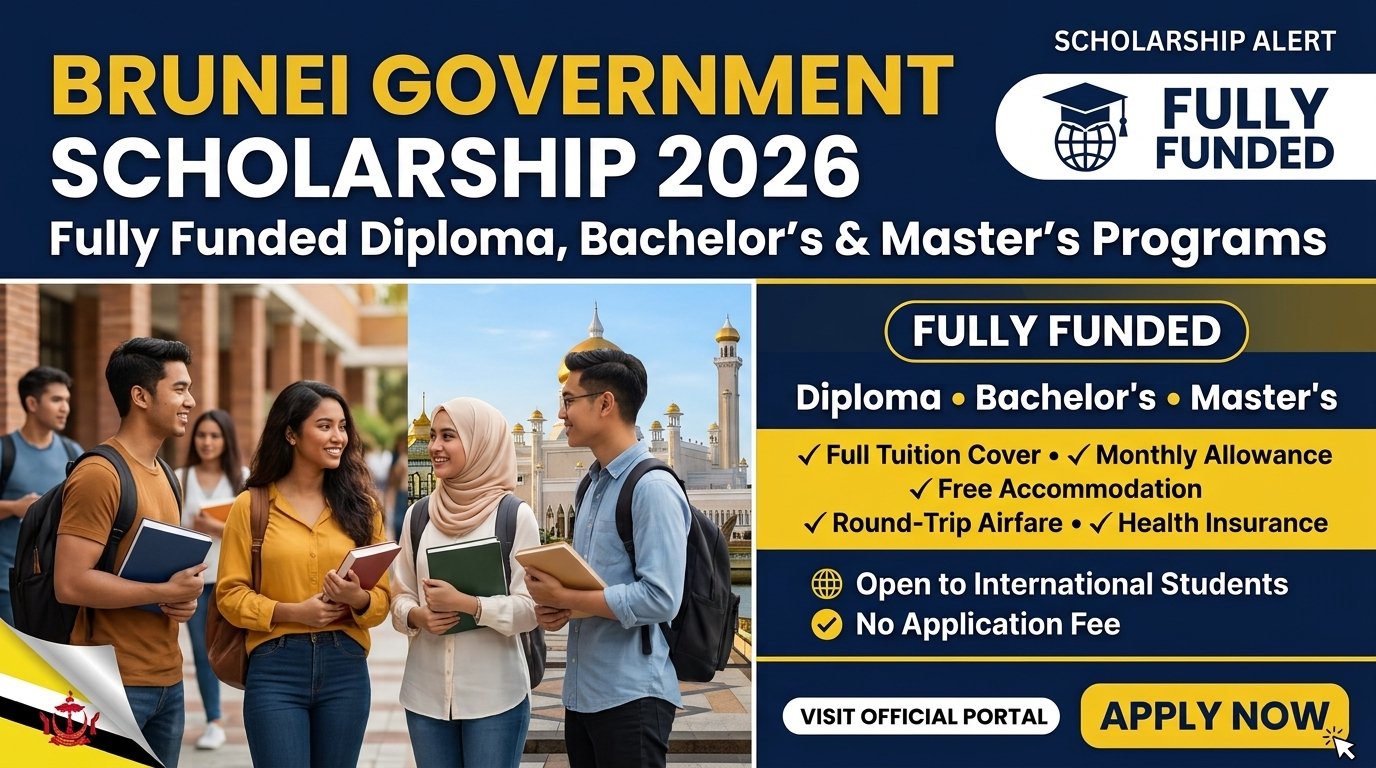 Brunei Government Scholarship 2026 – Fully Funded Diploma, Bachelor's & Master's Programs