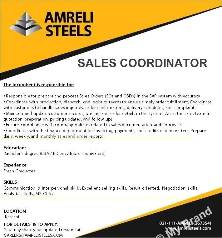 Amreli Steels Ltd Jobs September 2026 In Karachi