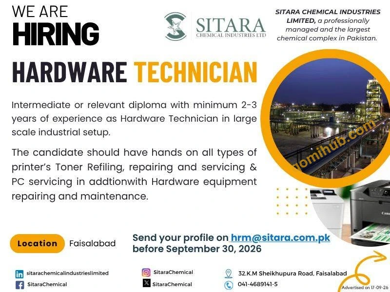 Sitara Chemical Industries Latest Jobs September 2026 Faisalabad