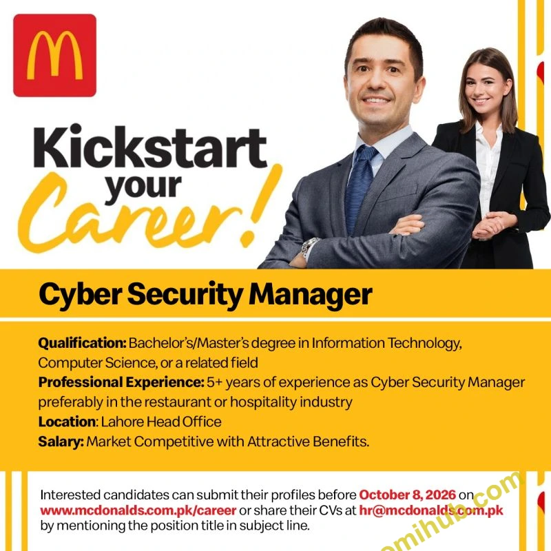 McDonald's Cyber Security Manager Jobs September 2026