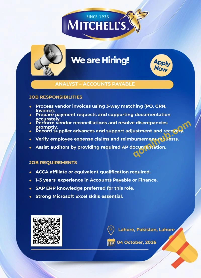 Mitchell's Fruit Farms Is Hiring Accounts Payable Analyst Jobs In Lahore