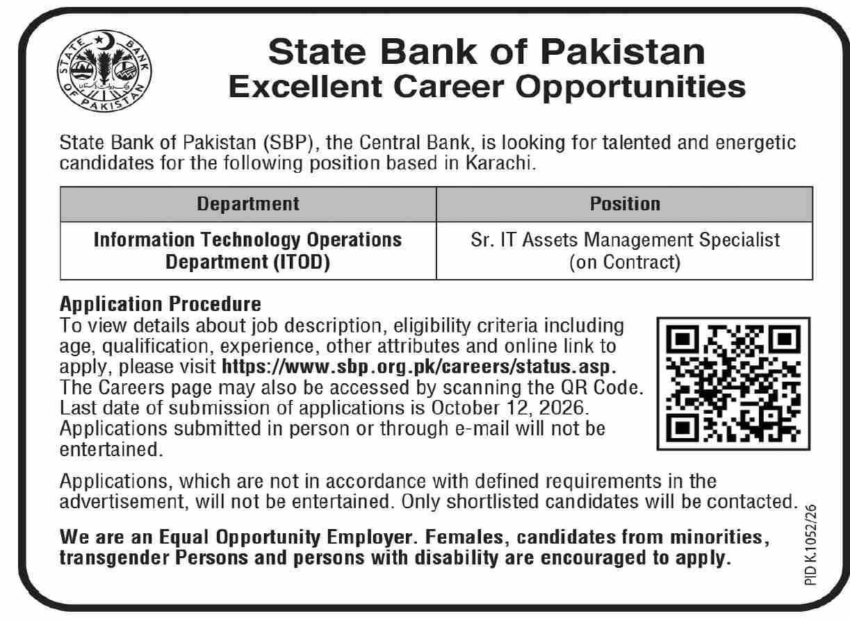 State Bank of Pakistan Latest Jobs September 2026
